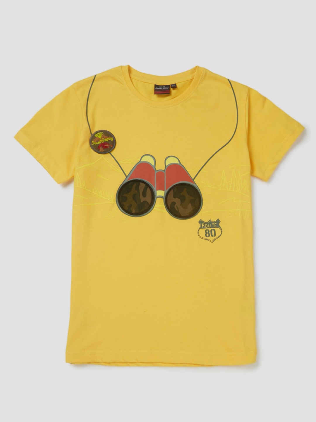 

Gini and Jony Boys Graphic Printed Cotton T-shirt, Yellow