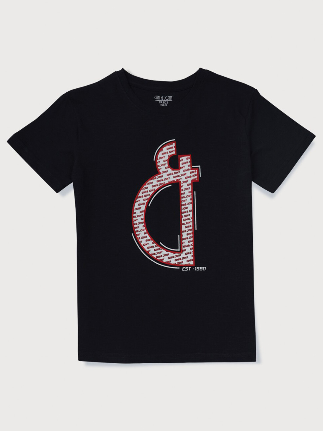 

Gini and Jony Boys Graphic Printed Cotton T-shirt, Navy blue