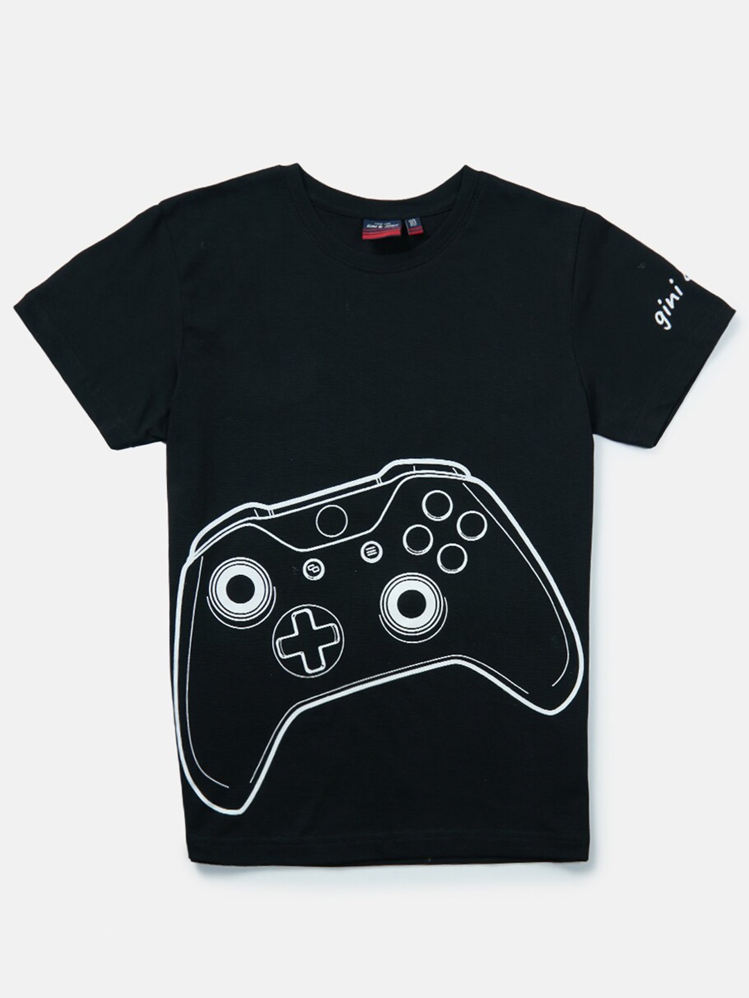 

Gini and Jony Boys Graphic Printed Cotton T-shirt, Black