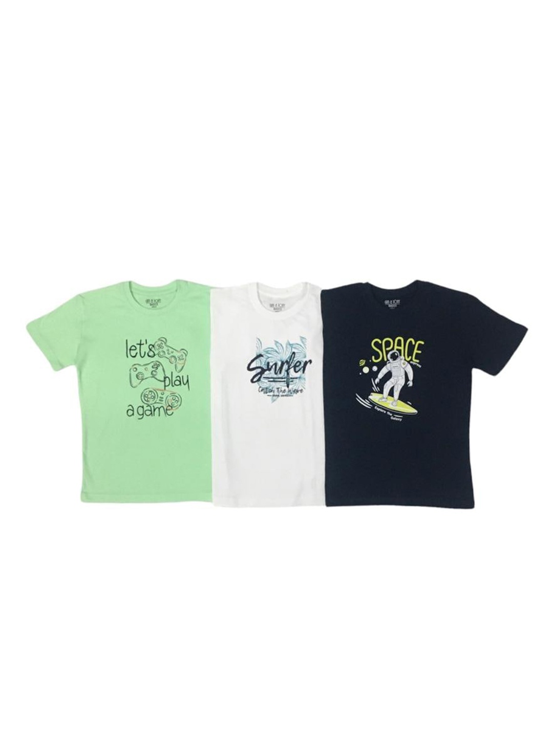 

Gini and Jony Infant Boys Pack Of 3 Typography Printed Cotton T-shirt, Green