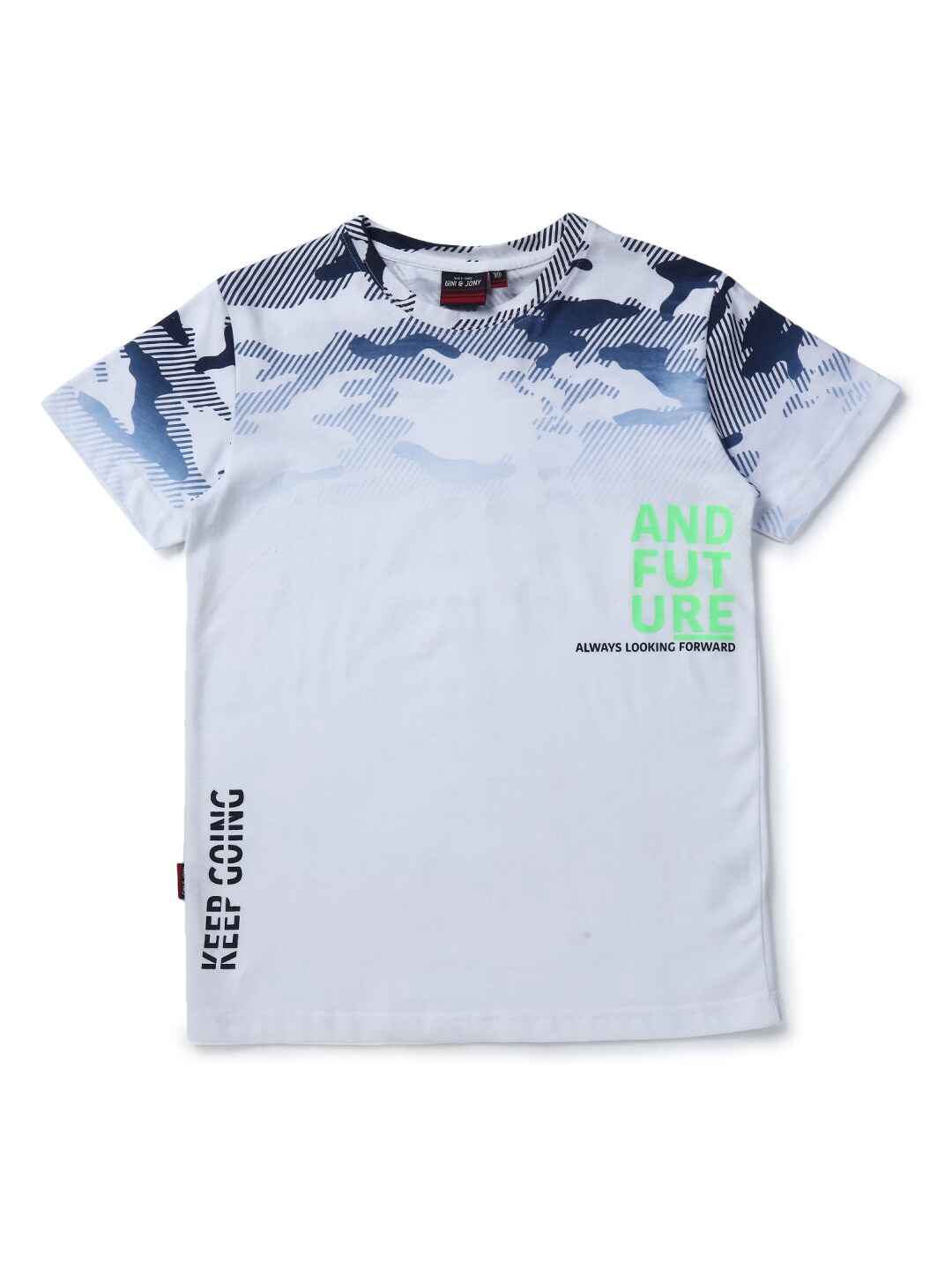 

Gini and Jony Boys Abstract Printed Cotton T-shirt, White