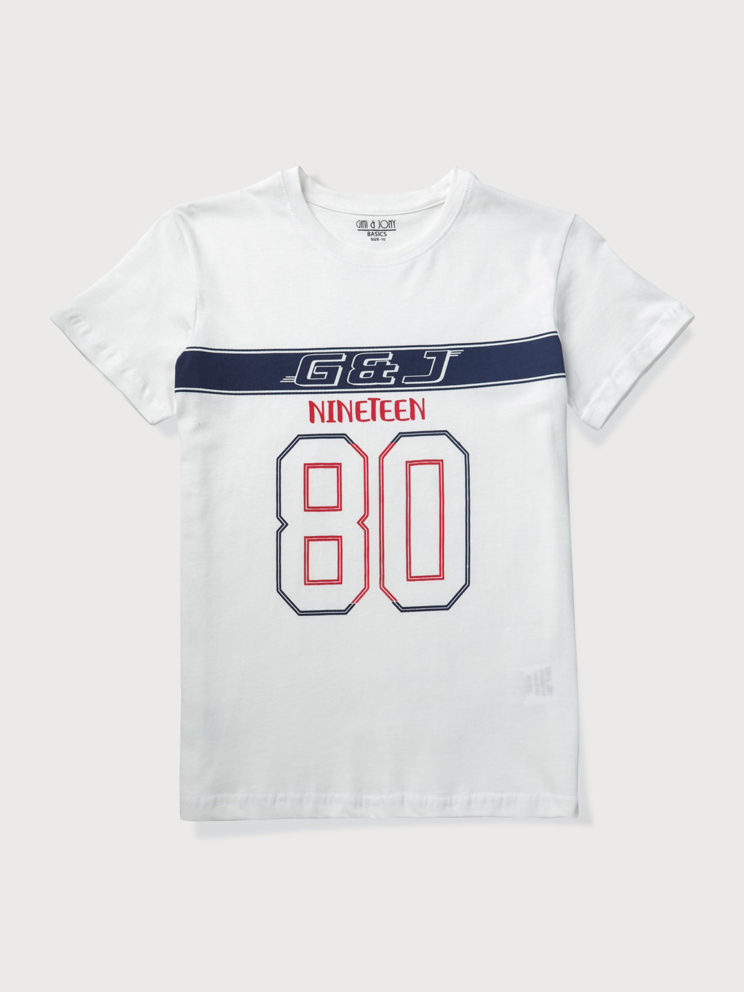 

Gini and Jony Boys Typography Printed Cotton T-shirt, White