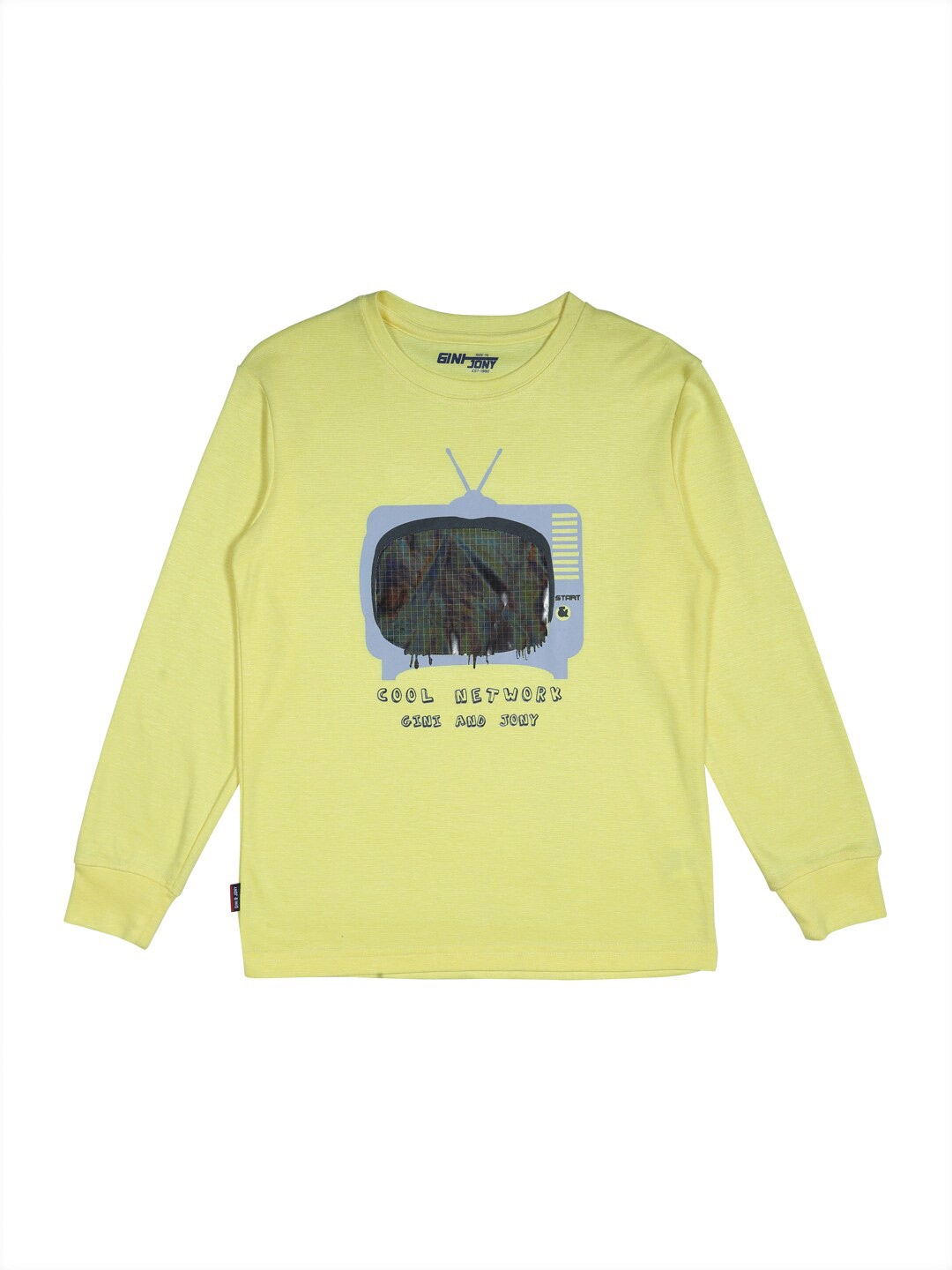 

Gini and Jony Boys Graphic Printed Cotton T-shirt, Yellow
