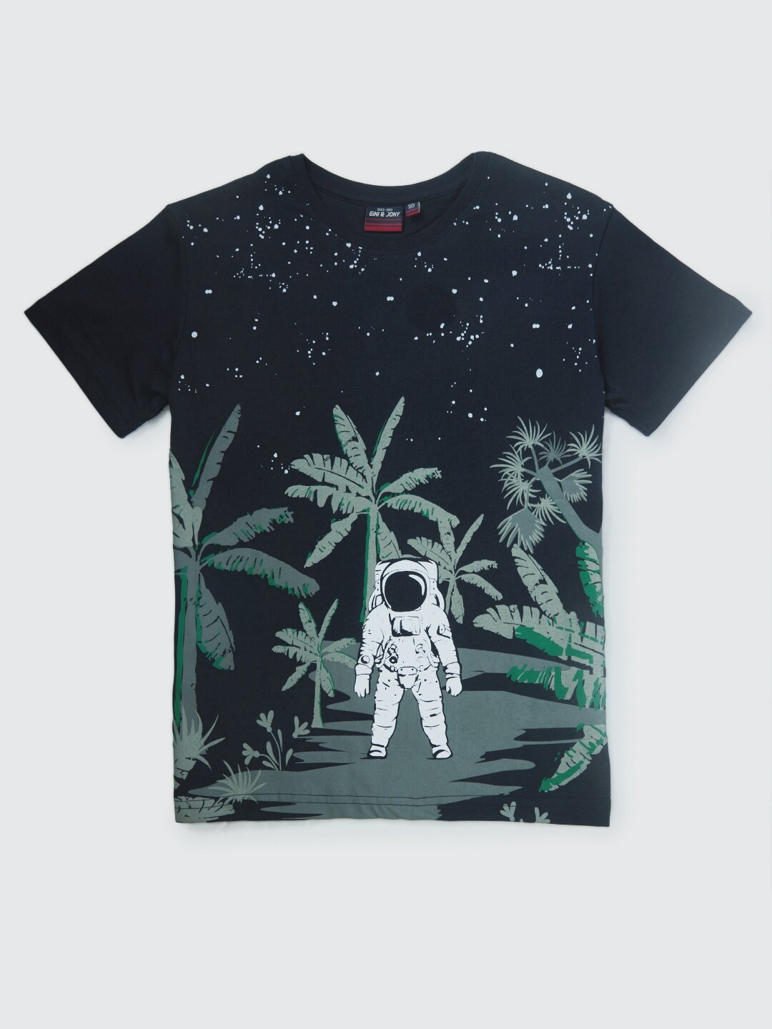 

Gini and Jony Boys Tropical Printed Cotton T-shirt, Blue