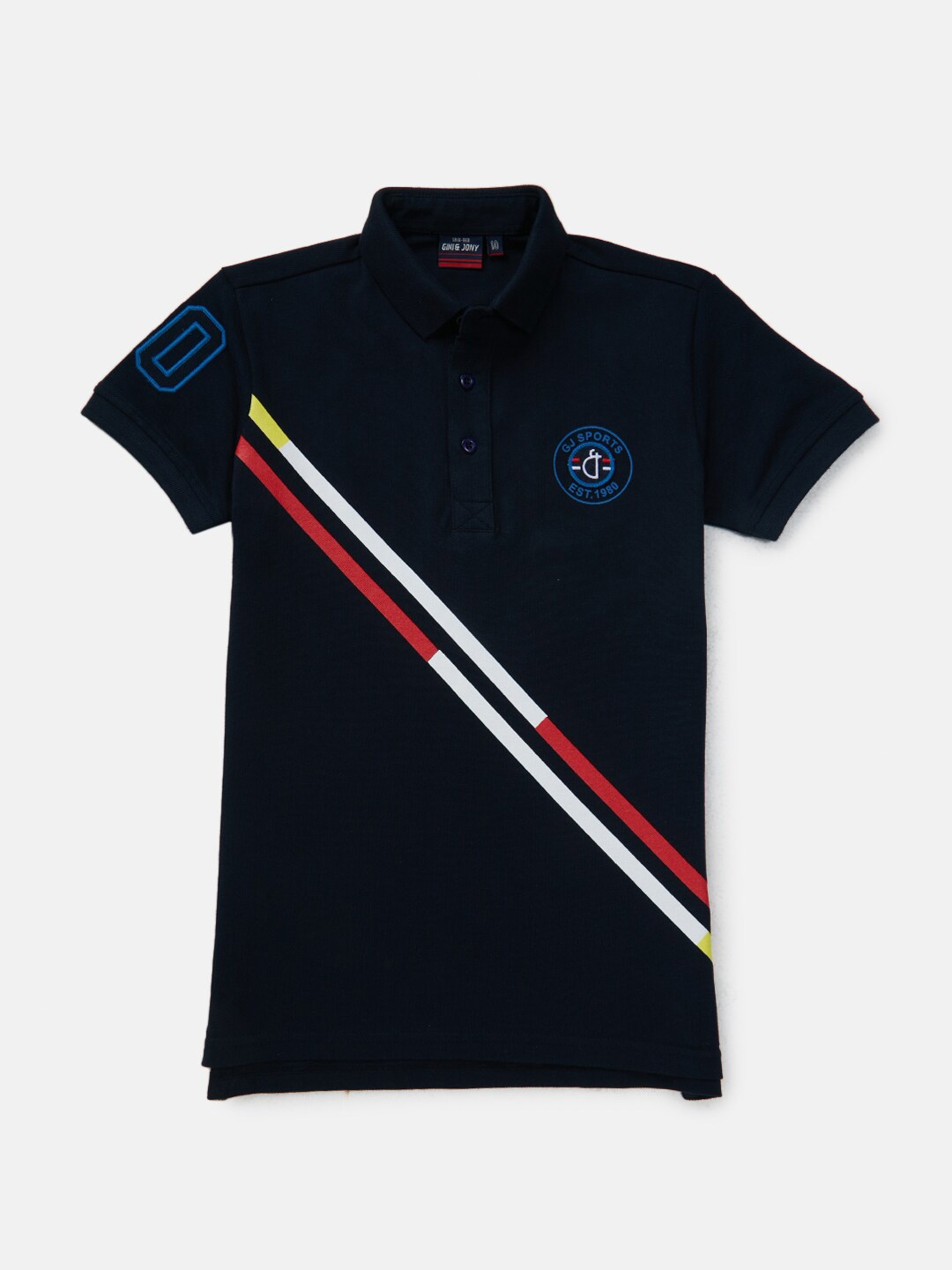 

Gini and Jony Boys Striped Polo Collar Cotton T-shirt, Navy blue