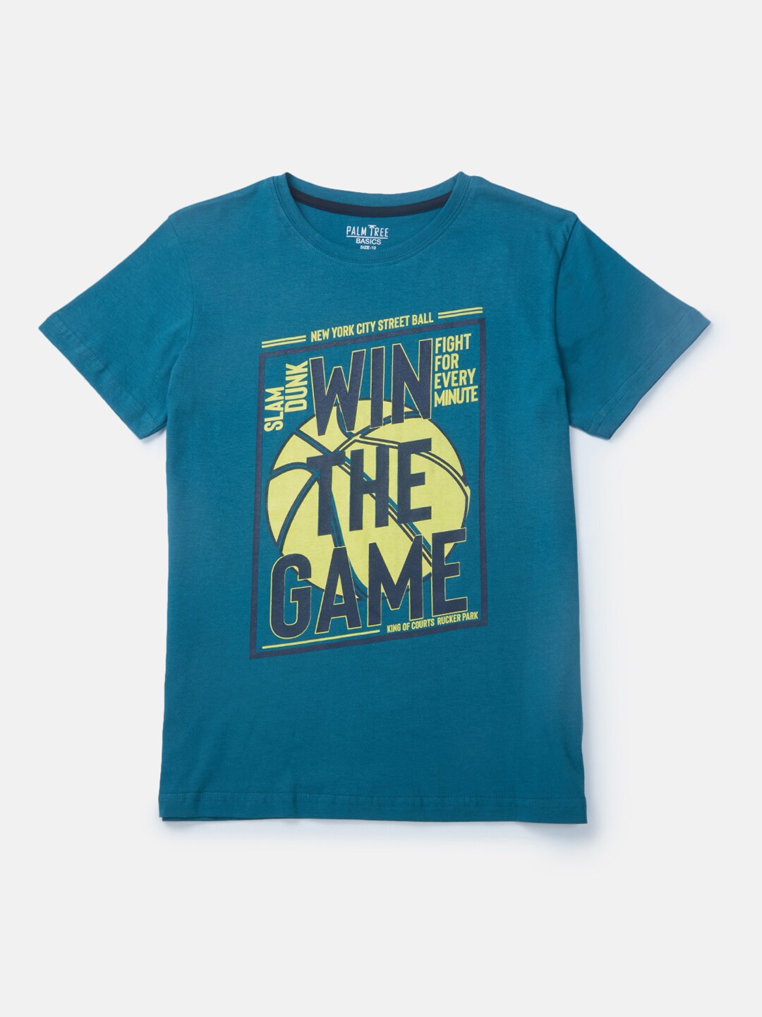 

Gini and Jony Boys Typography Printed Cotton T-shirt, Teal