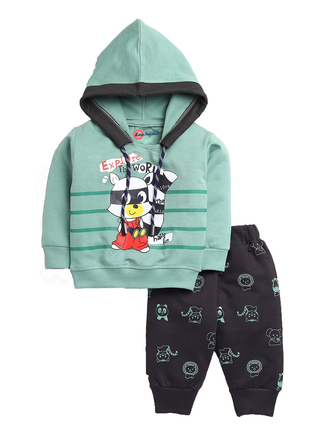 

Mars Infiniti Infants Boys Printed Sweatshirt with Track Pants, Green