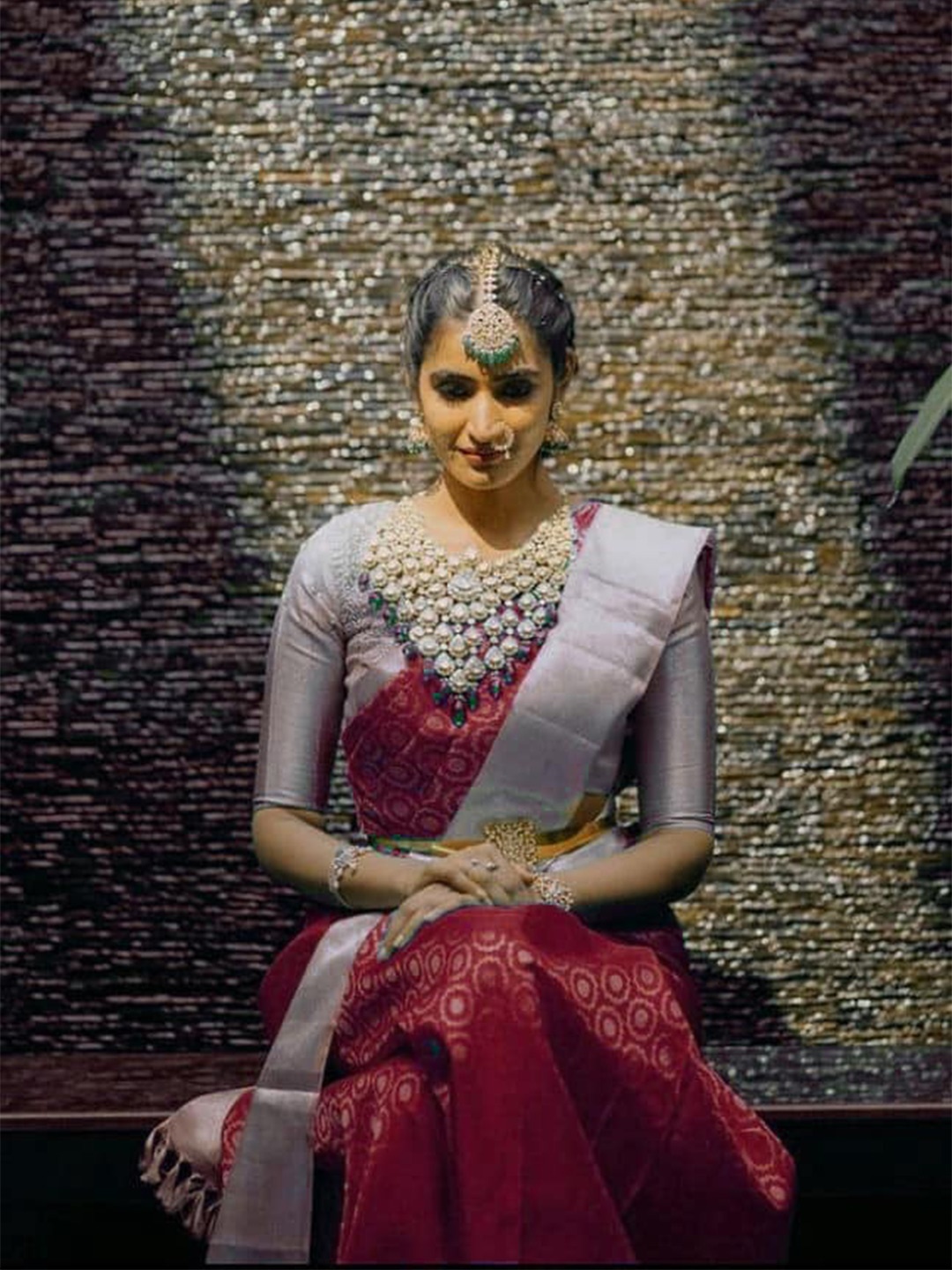 

ORUS Woven Design Zari Silk Blend Kanjeevaram Saree, Maroon