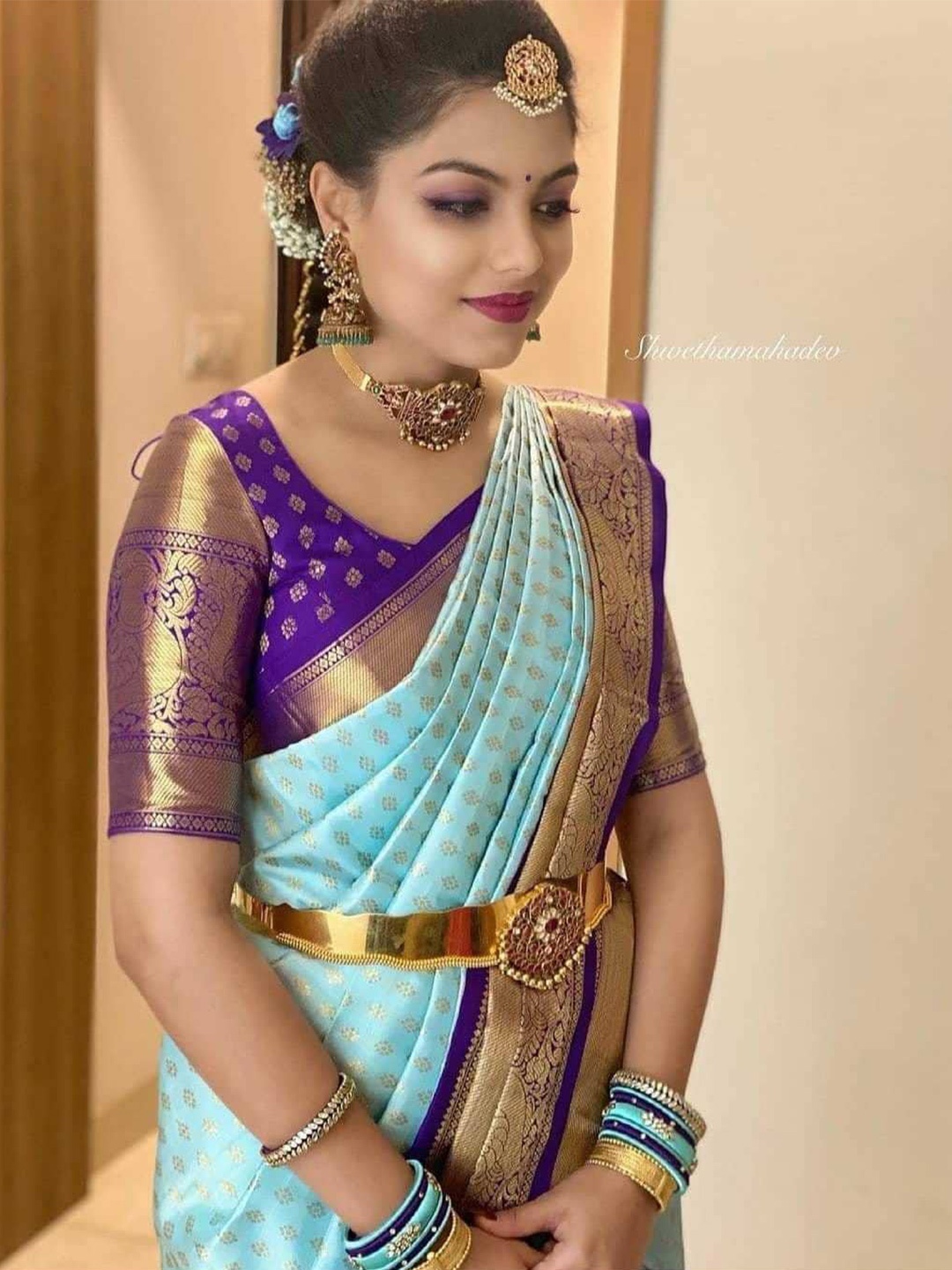 

ORUS Ethnic Motifs Woven Design Zari Banarasi Saree, Blue