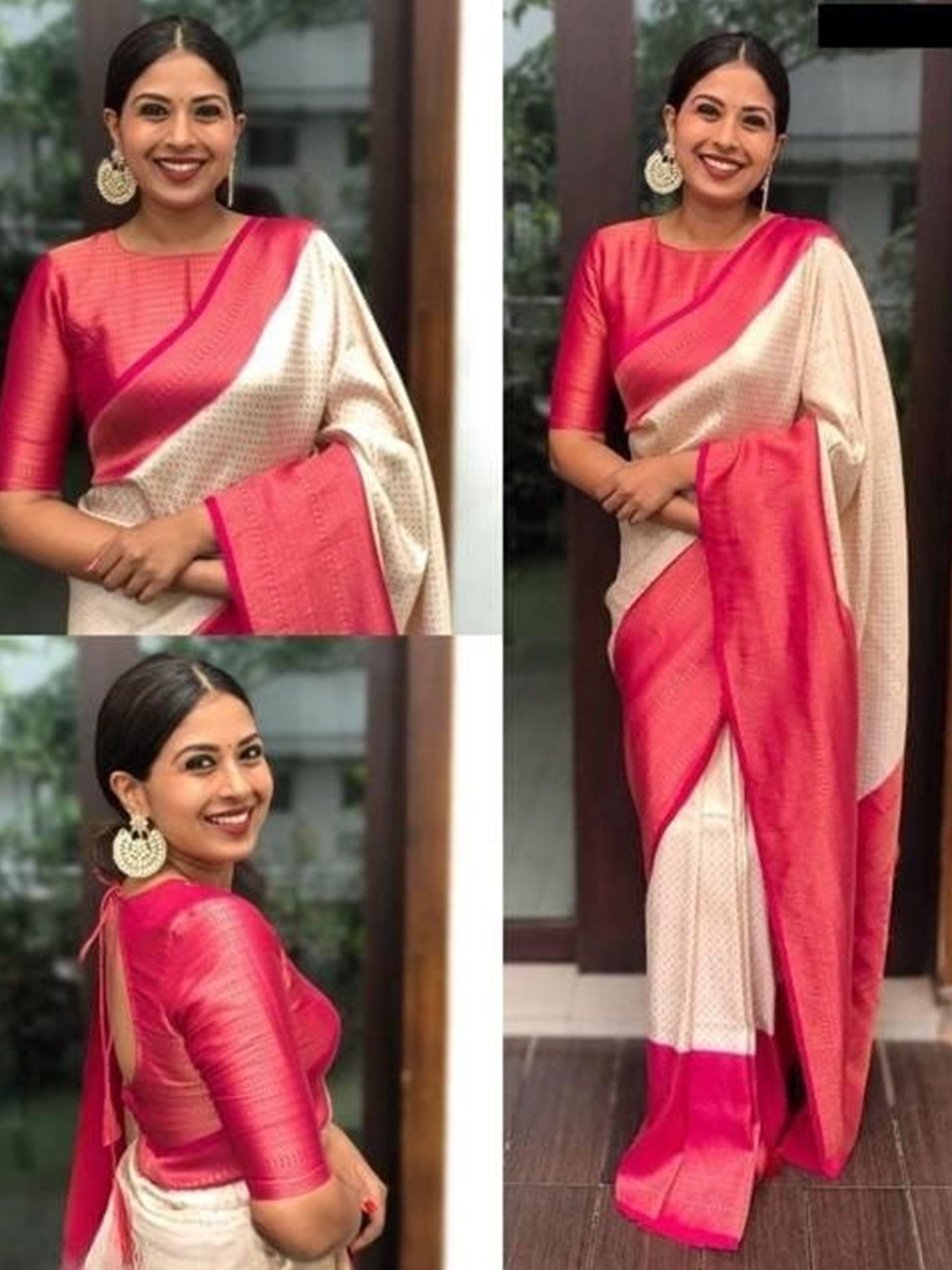 

ORUS Woven Design Zari Kanjeevaram Saree, Cream