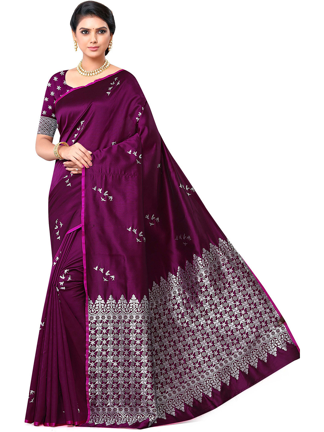 

ORUS Woven Design Zari Kanjeevaram Saree, Purple