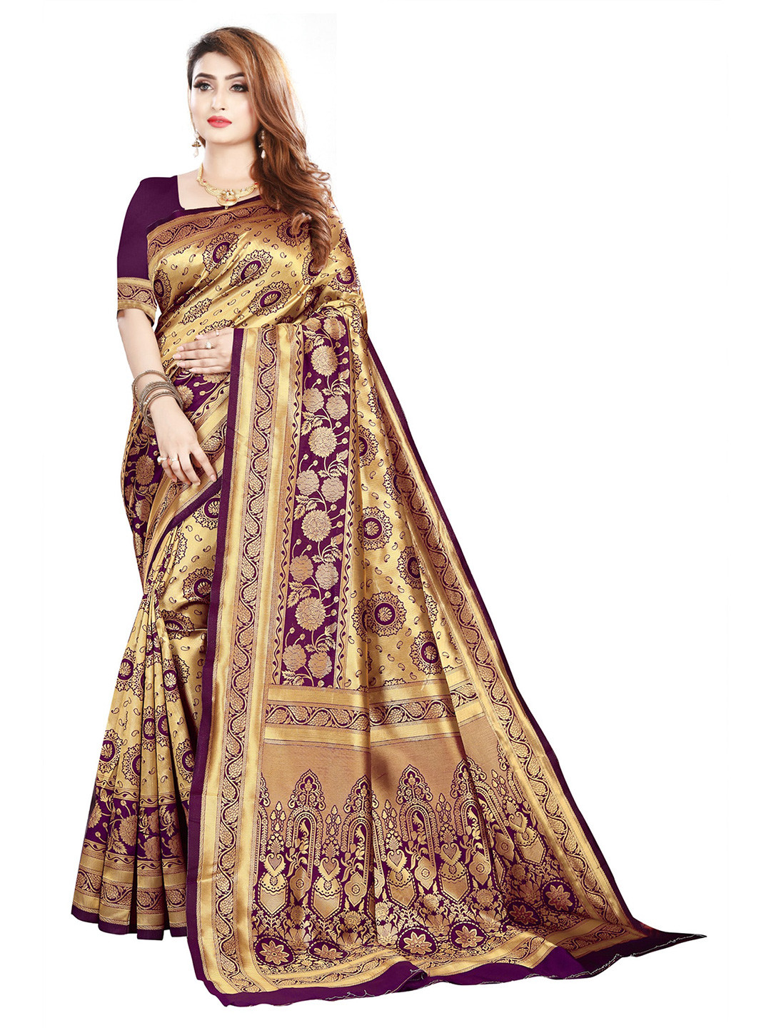 

ORUS Woven Design Zari Kanjeevaram Saree, Purple