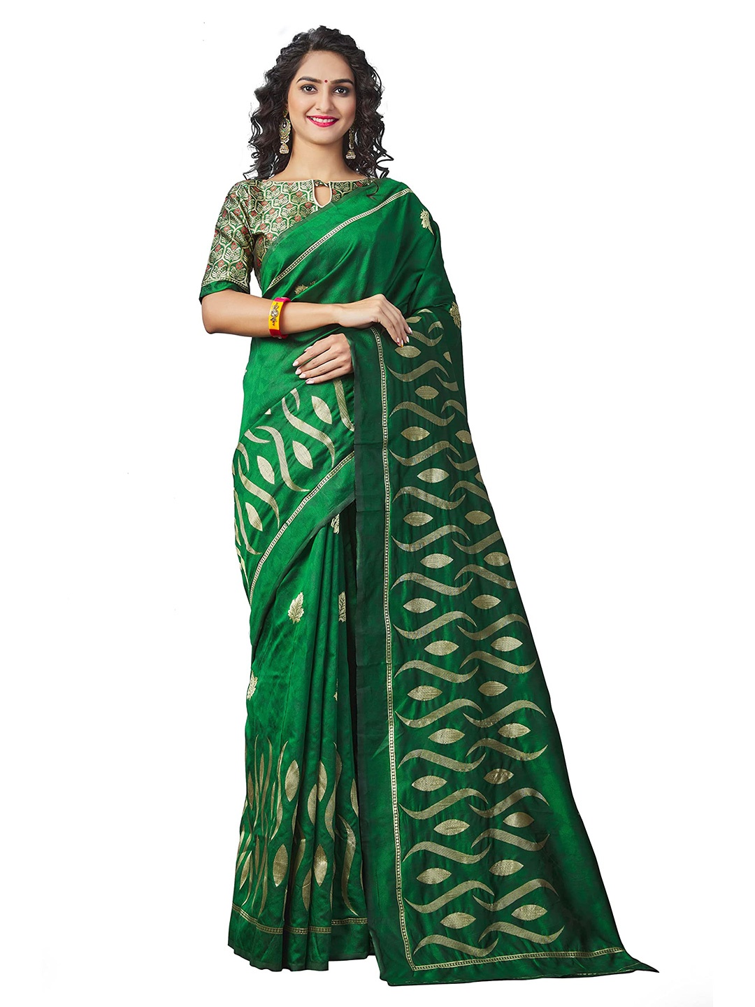 

ORUS Woven Design Zari Pure Silk Kanjeevaram Saree, Green