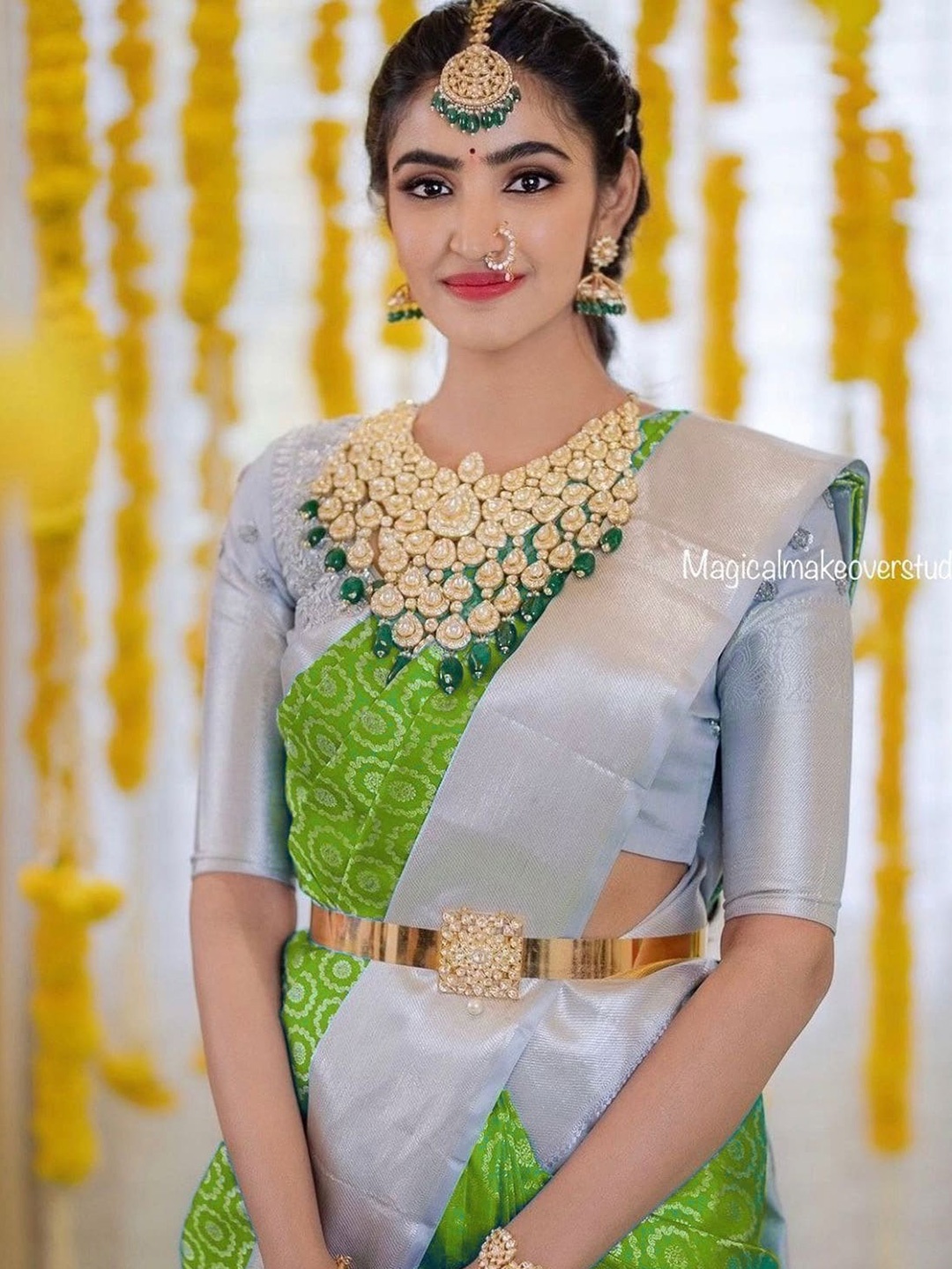 

ORUS Ethnic Motifs Zari Pure Silk Kanjeevaram Saree, Green