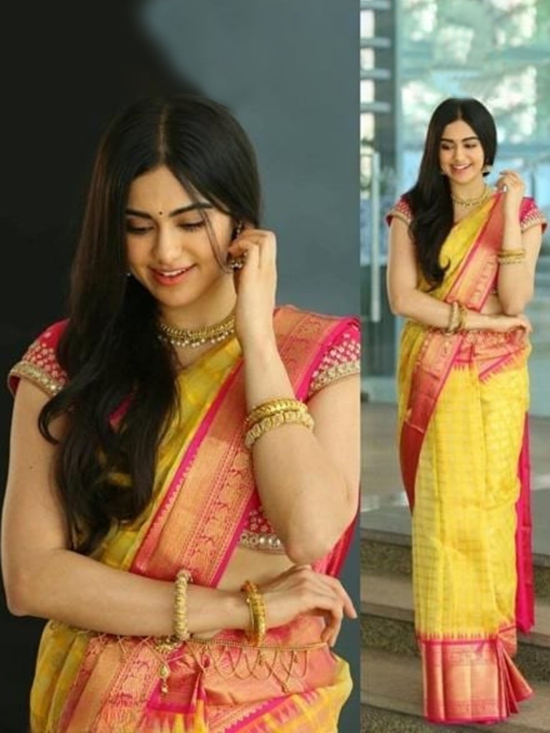 

ORUS Floral Woven Design Zari Pure Silk Kanjeevaram Saree, Yellow