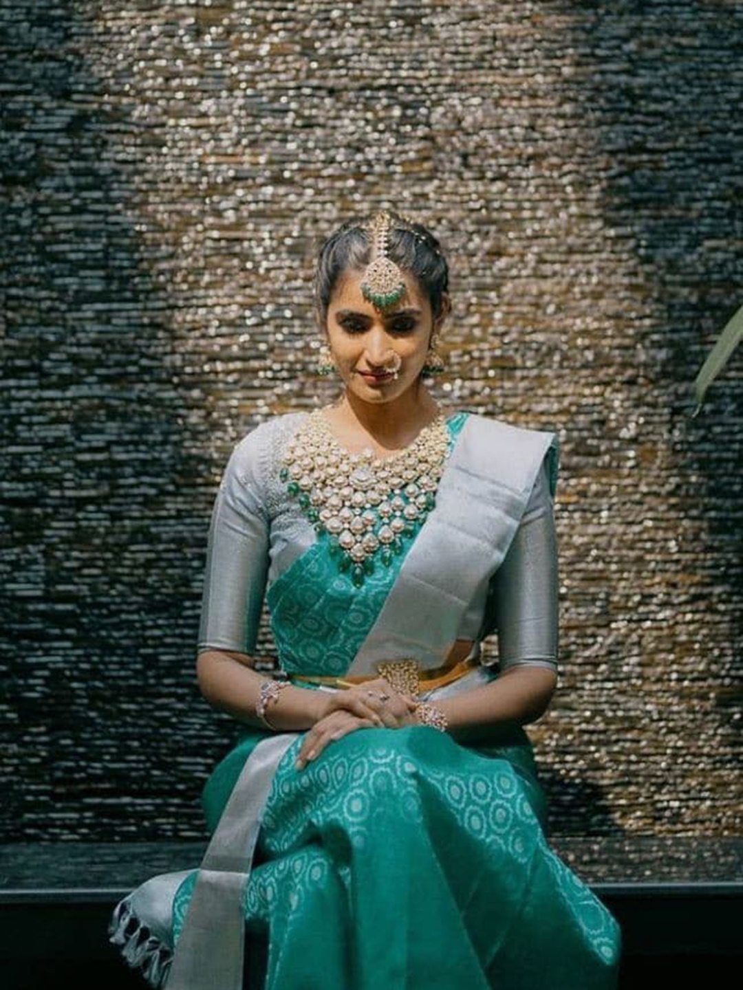 

ORUS Woven Design Zari Kanjeevaram Saree, Turquoise blue