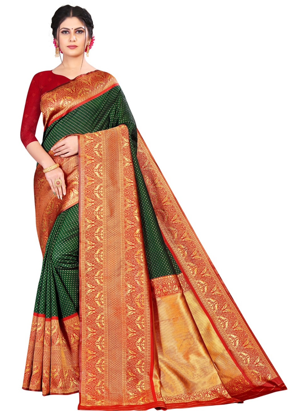 

ORUS Woven Design Zari Banarasi Saree, Green