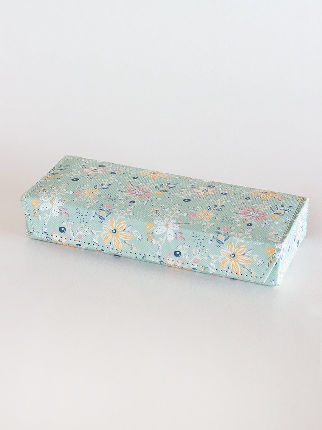 

The Wishing Chair Pearlised Paper Green & Yellow Magnolias Printed Jewellery Box