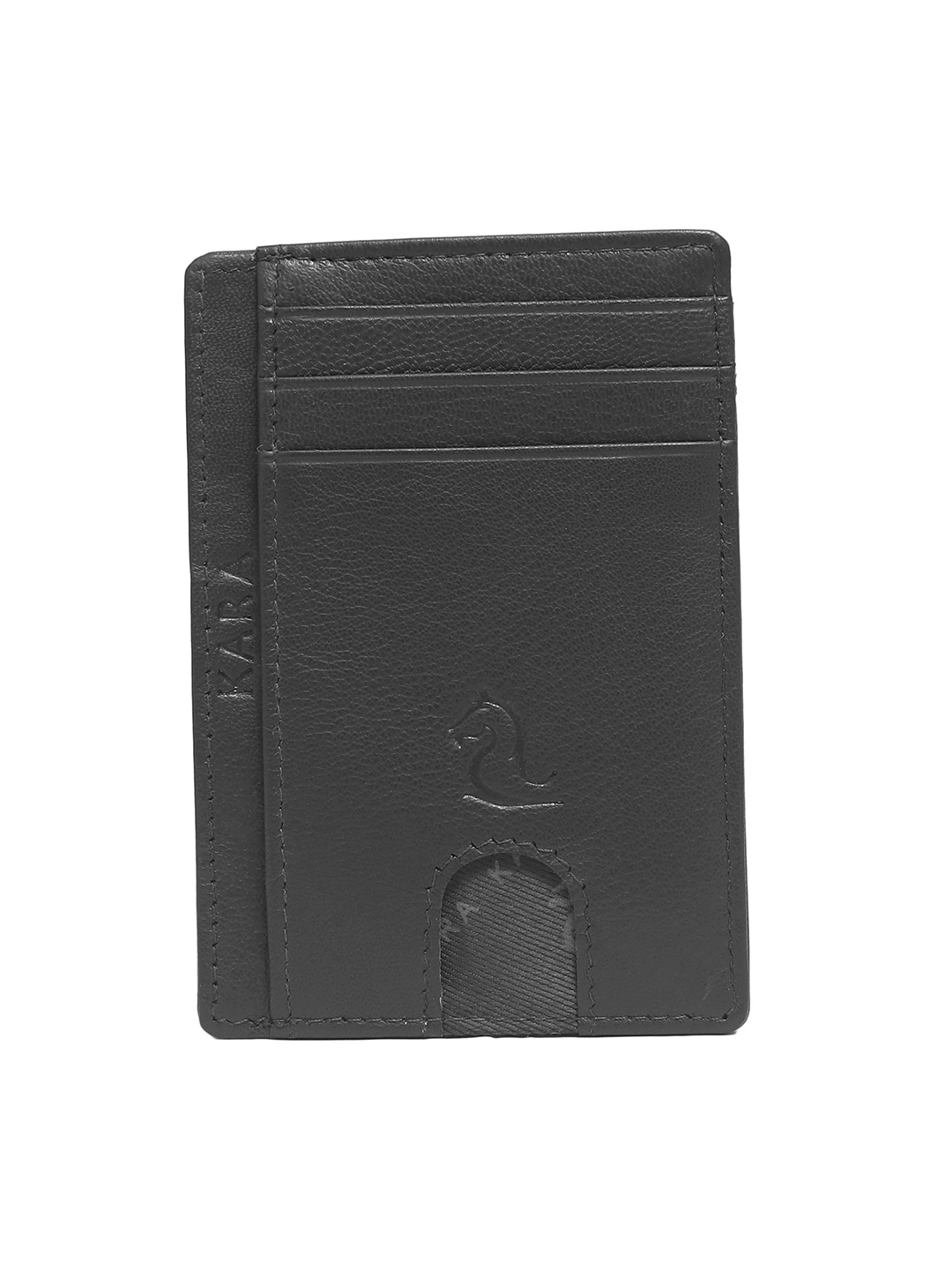 

Kara Unisex Textured Leather Card Holder, Black