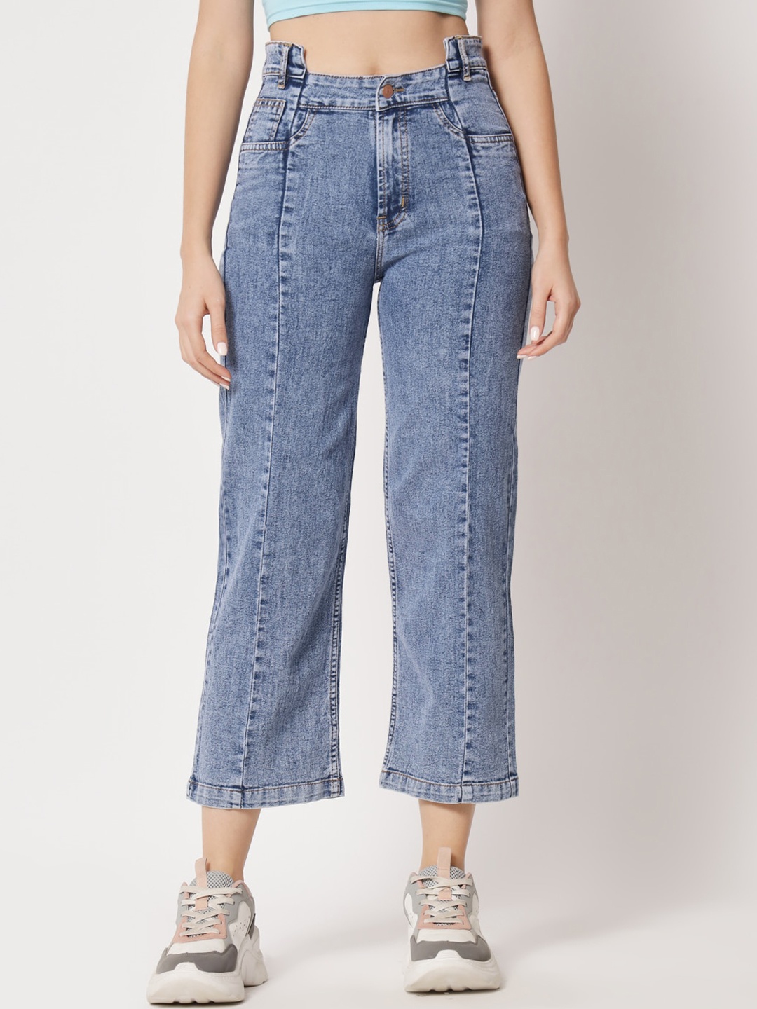 

River Of Design Jeans Women Wide Leg High-Rise Cotton Jeans, Blue
