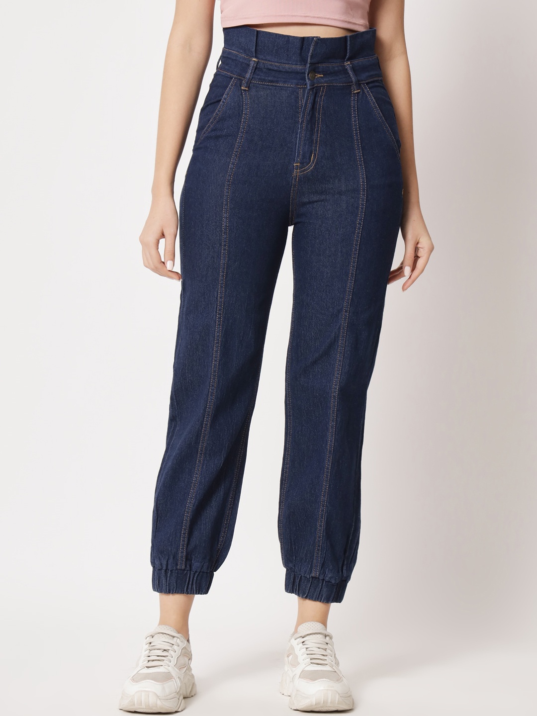 

River Of Design Jeans Women High-Rise Cotton Joggers, Navy blue