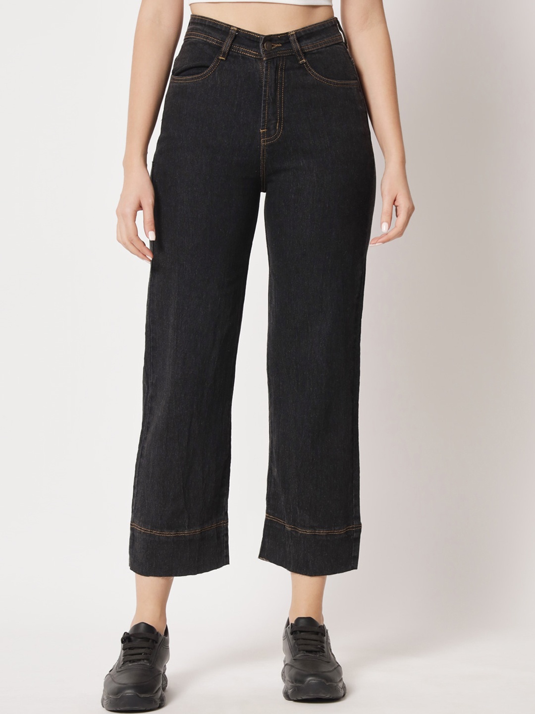 

River Of Design Jeans Women Wide Leg High-Rise Cotton Jeans, Charcoal