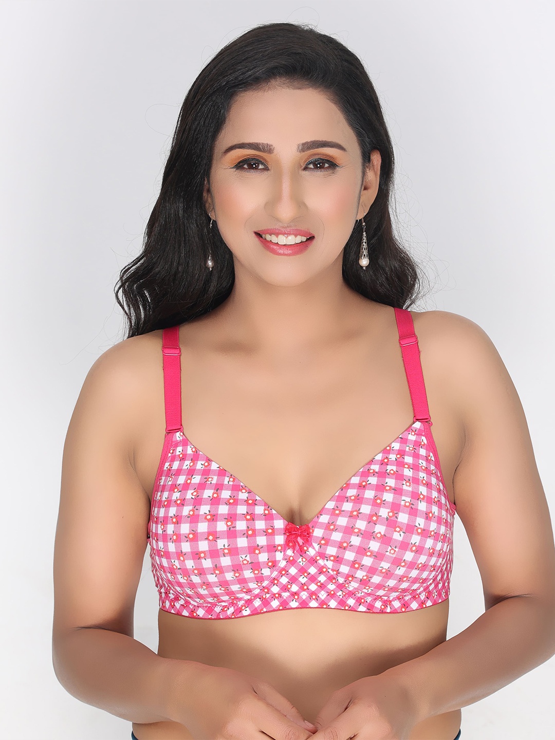

Innocence Checked Lightly Padded Non-Wired Everyday Bra, Fuchsia