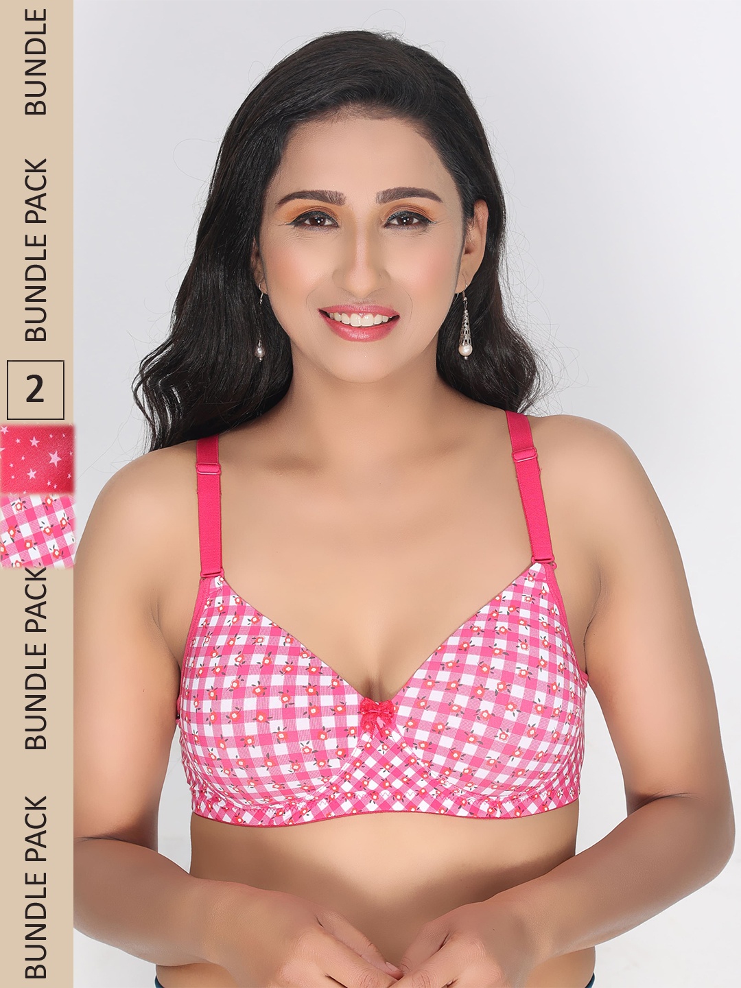 

Innocence Pack Of 2 Printed Lightly Padded Non-Wired Everyday Bra, Fuchsia