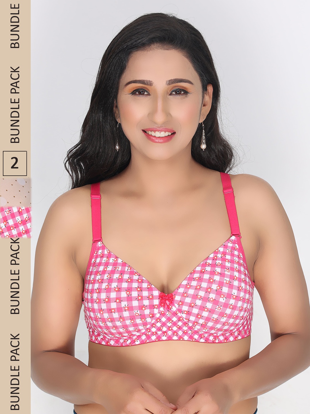 

Innocence Pack Of 2 Printed Lightly Padded All Day Comfort Non-Wired Everyday Bra, Fuchsia