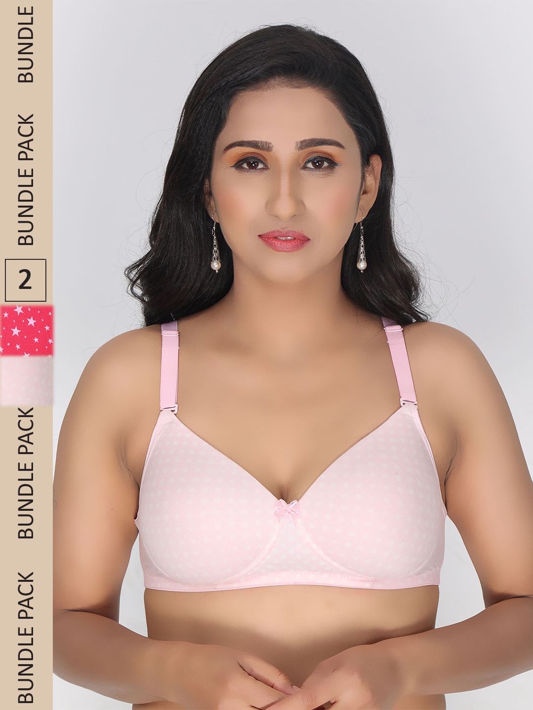 

Innocence Pack Of 2 Printed Lightly Padded All Day Comfort Non-Wired Everyday Bra, Pink