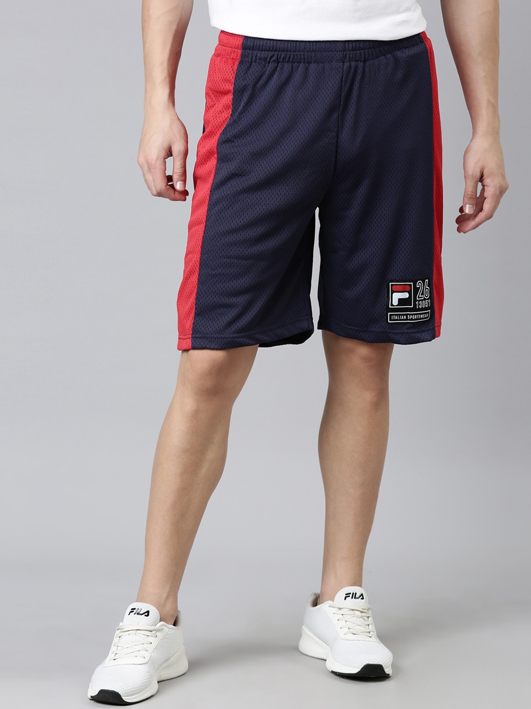 

FILA Men Colourblocked Sports Shorts, Blue