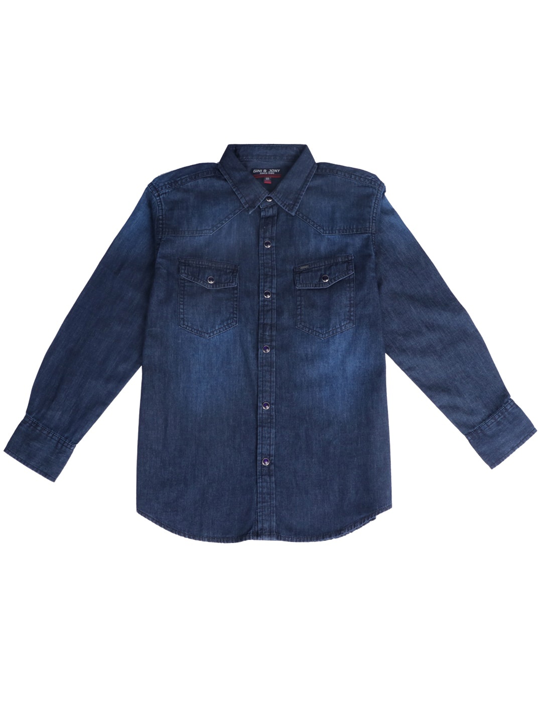 

Gini and Jony Boys Faded Cotton Casual Shirt, Navy blue