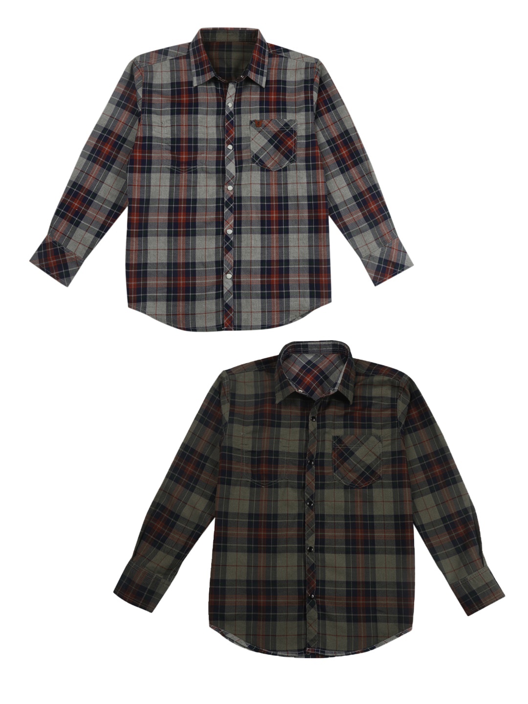 

Gini and Jony Infant Boys Tartan Checked Reversible Casual Cotton Shirt, Grey