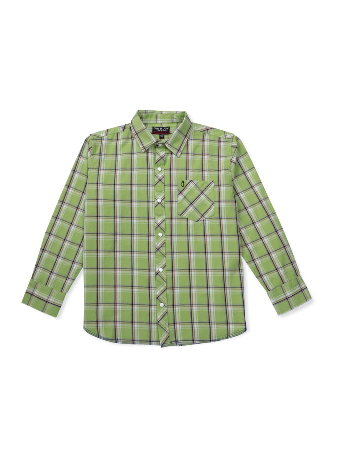 

Gini and Jony Boys Checked Cotton Casual Shirt, Green