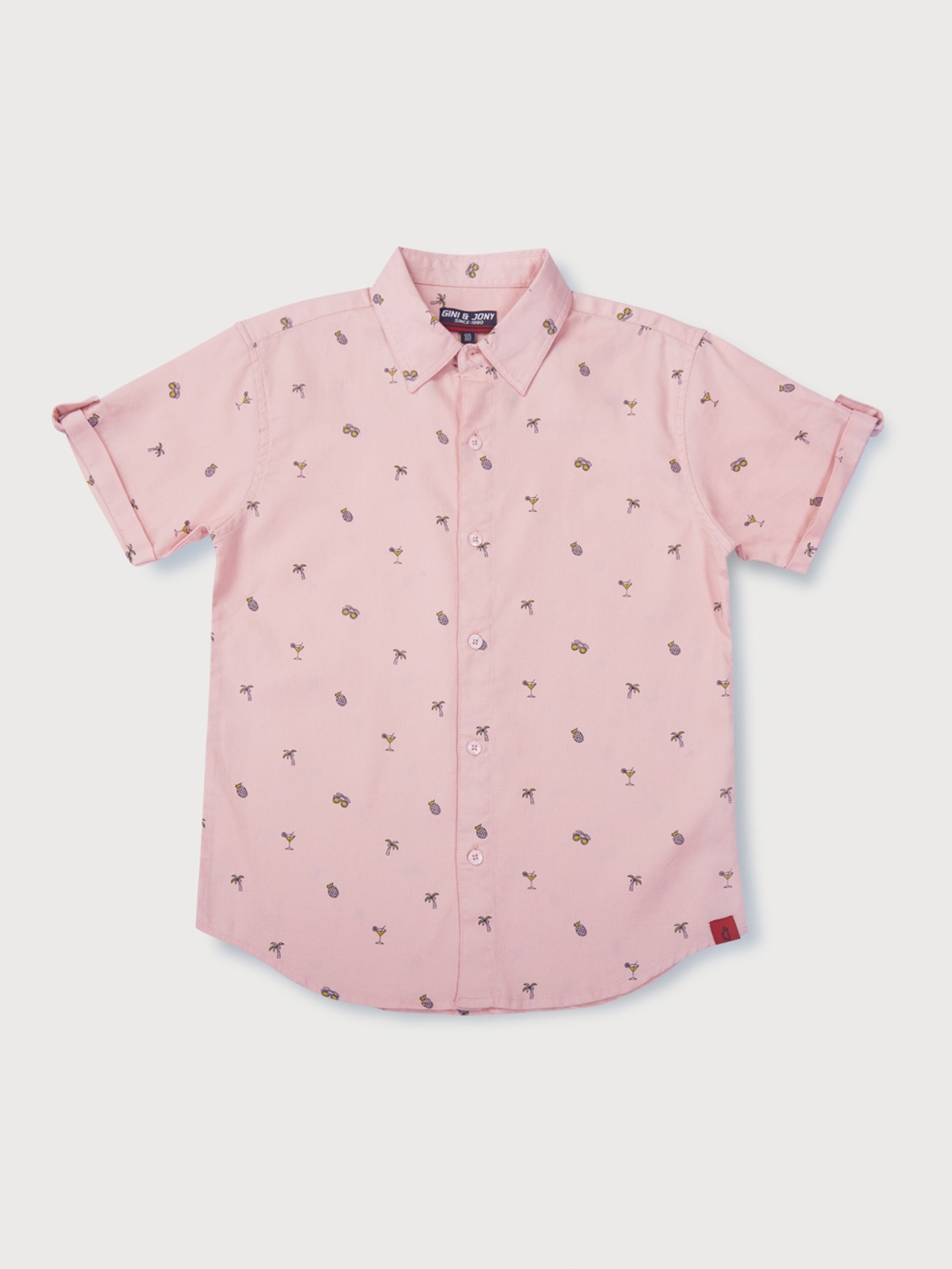 

Gini and Jony Infant Boys Conversational Printed Casual Shirt, Peach