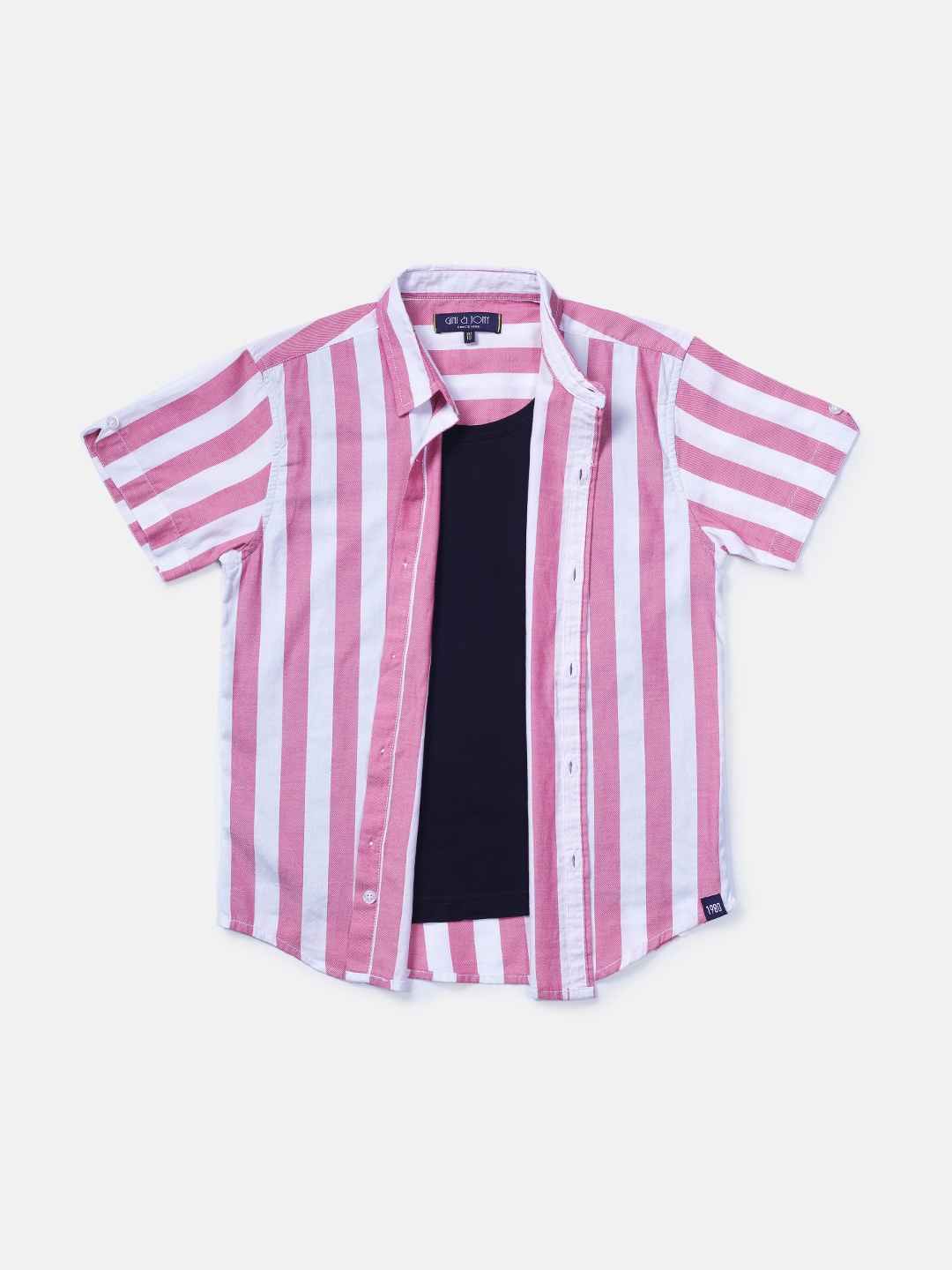 

Gini and Jony Boys Cotton Striped Casual Shirt, Pink