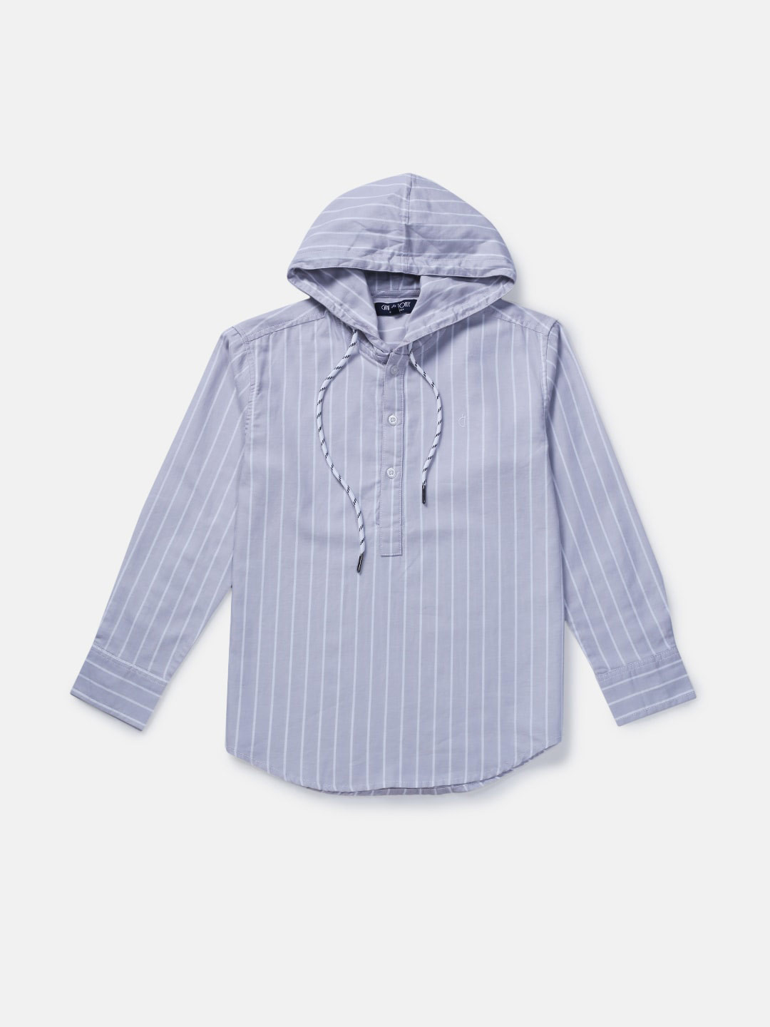 

Gini and Jony Boys Striped Hooded Cotton Casual Shirt, Grey