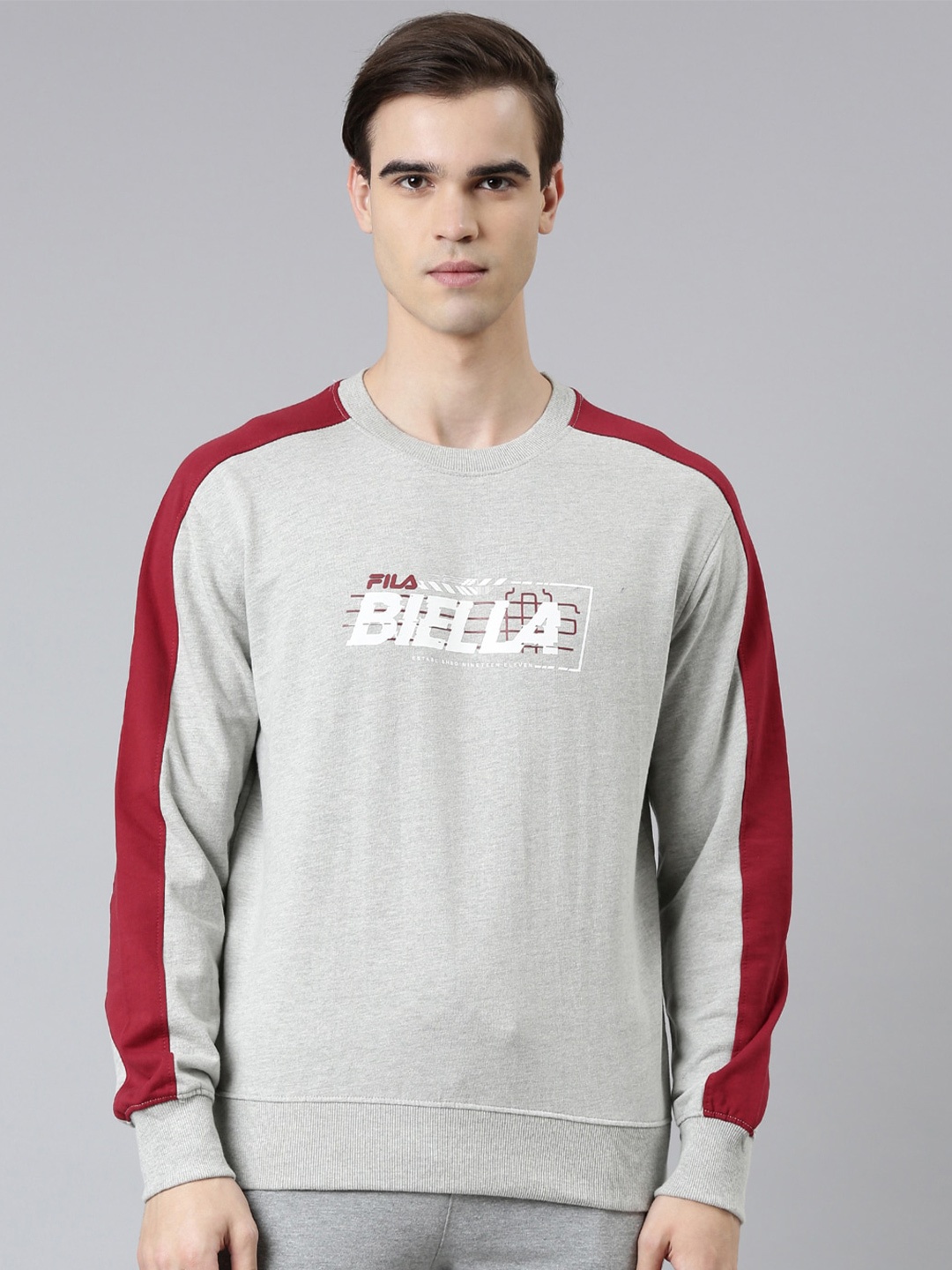 

FILA Men Cotton Printed Sweatshirt, Grey