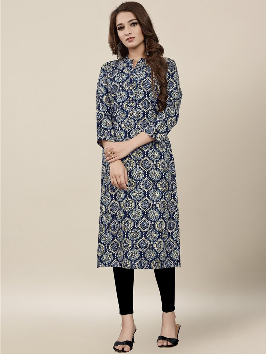

Vedic Women Ethnic Motifs Printed Kurta, Blue
