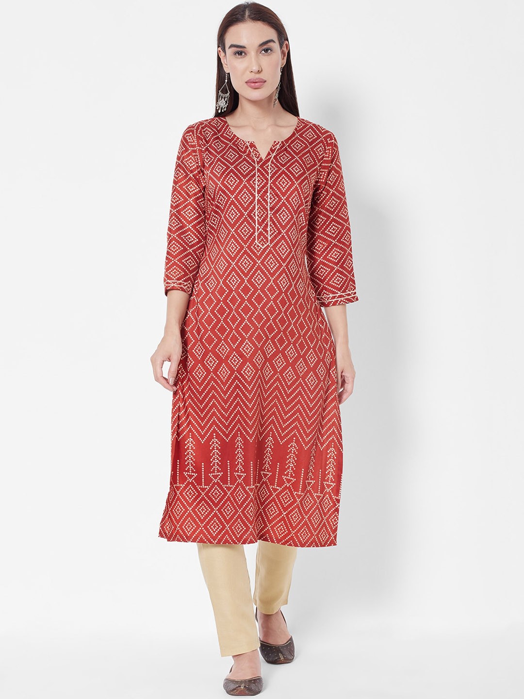 

Vedic Bandhani Printed Straight Kurta, Brown