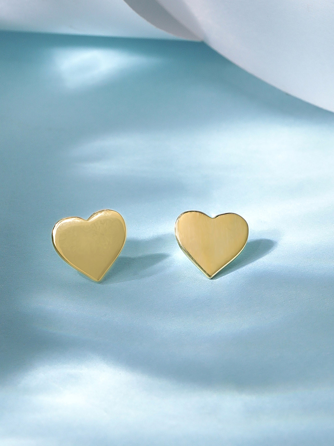 

Rubans Silver Gold-Plated Sterling Silver Heart Shaped Studs Earrings