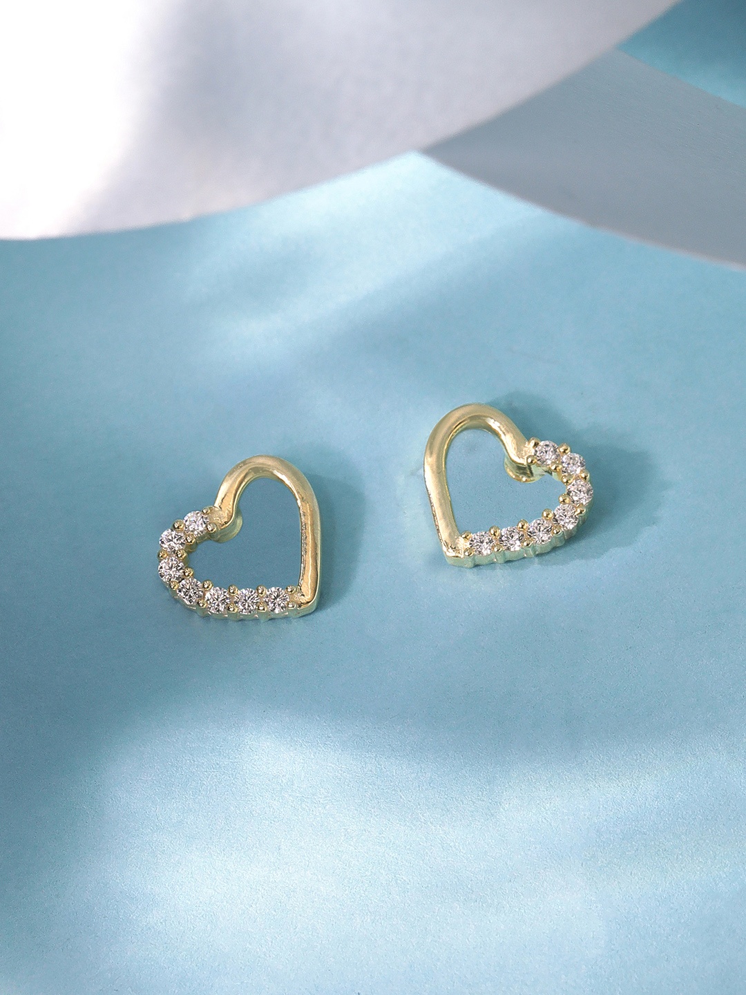 

Rubans Silver Gold-Plated Sterling Silver Heart Shaped Studs Earrings