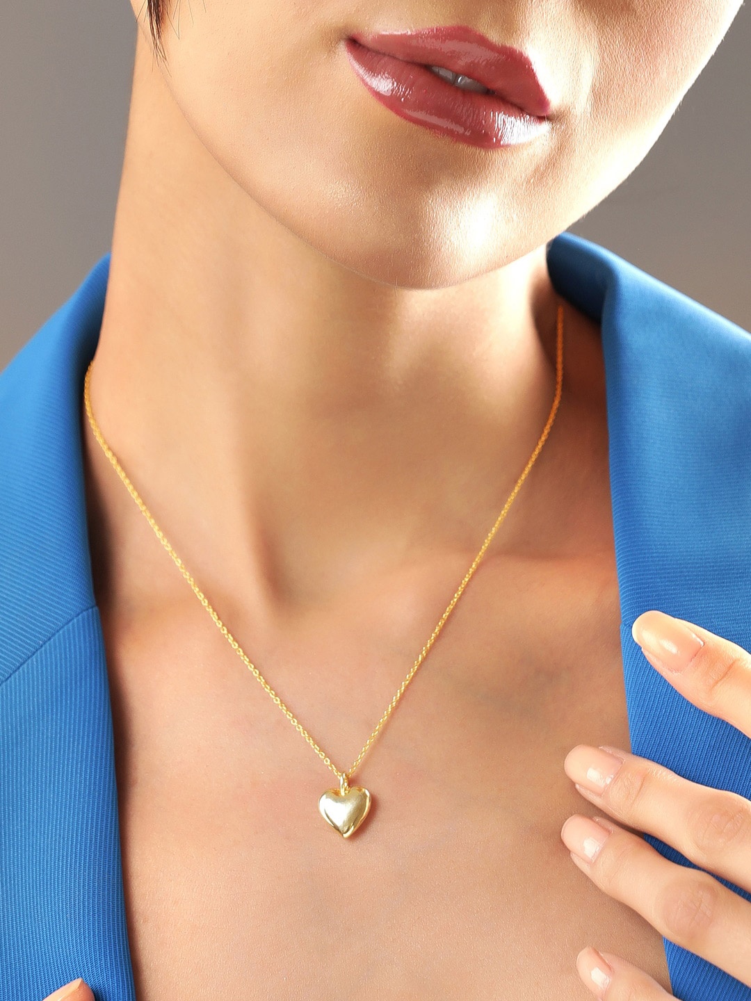 

Rubans Silver Gold-Plated Sterling Silver Heart Shaped Necklace