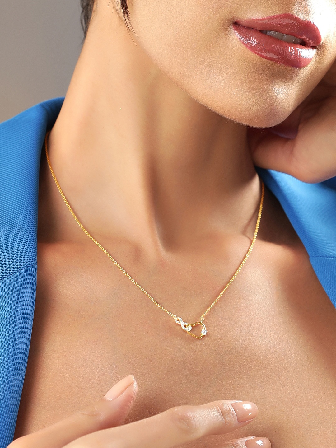 

Rubans Silver Gold-Plated Sterling Silver Cubic Zirconia Necklace, White
