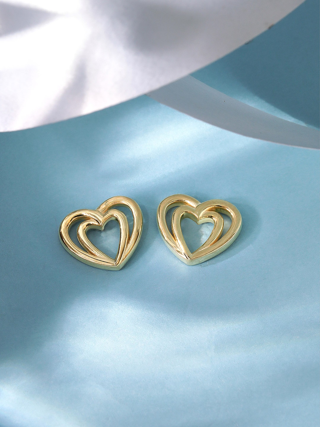 

Rubans 925 Silver Gold-Plated Sterling Silver Heart Shaped Studs Earrings