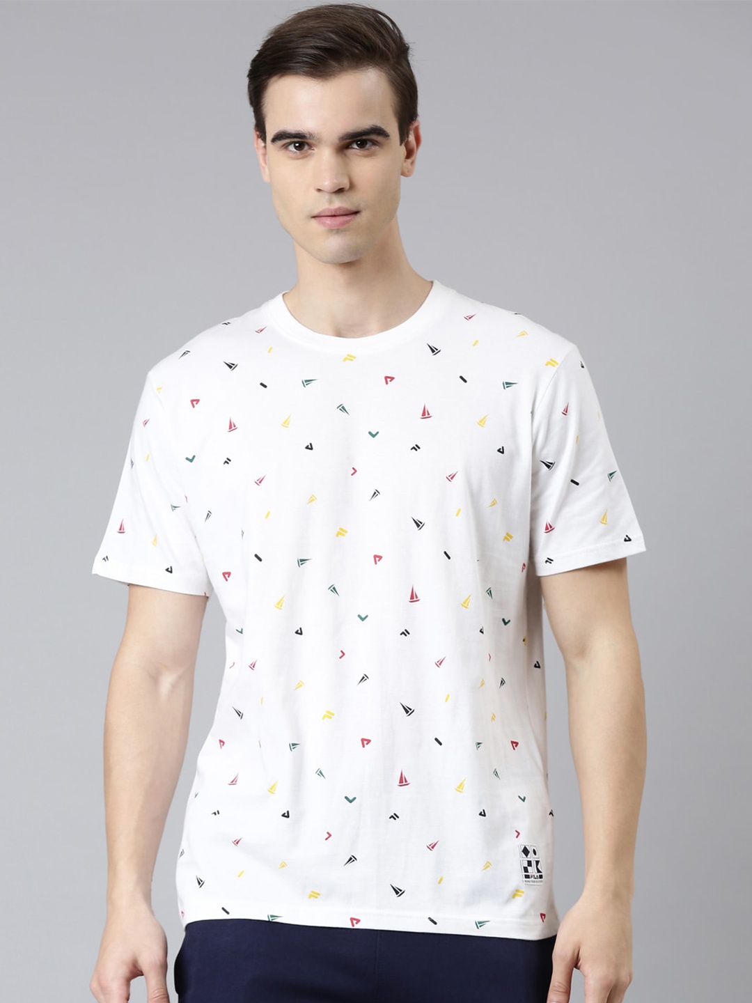 

FILA Men Conversational printed Cotton T-shirt, White