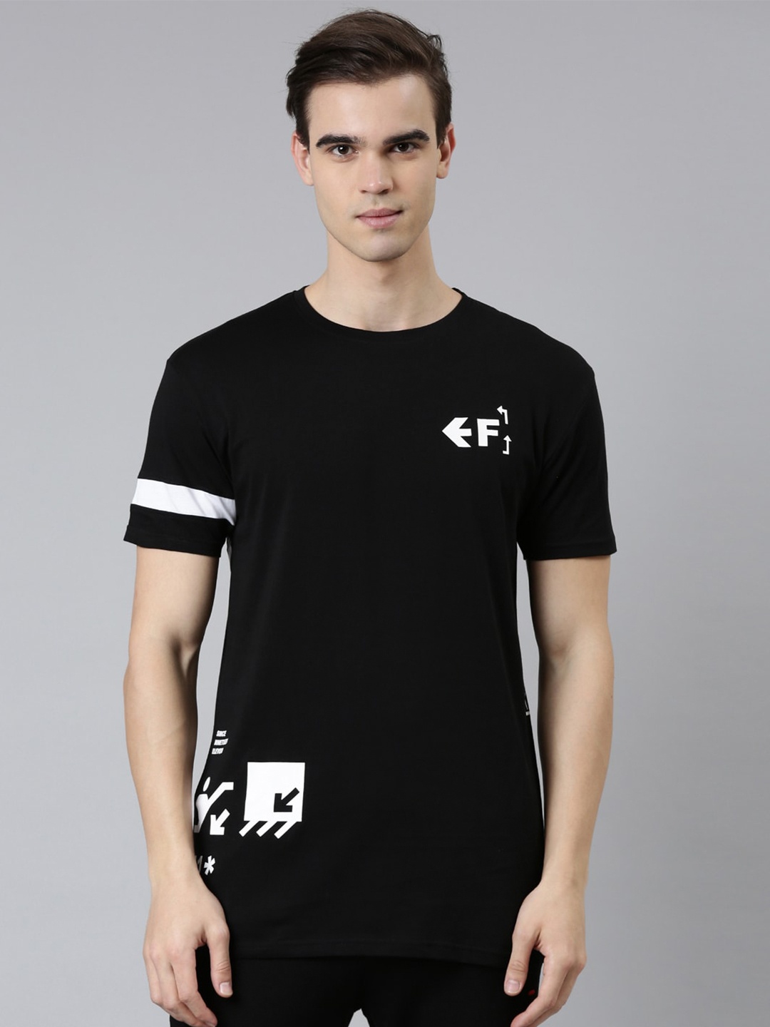 

FILA Men Typography Printed Cotton T-shirt, Black