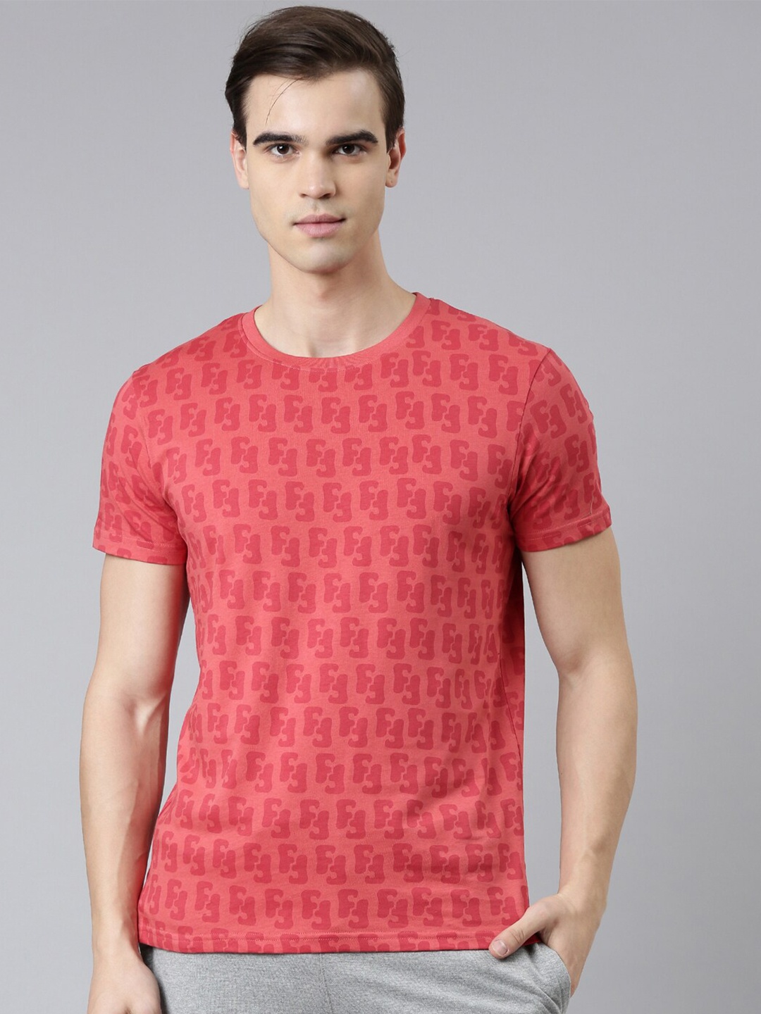 

FILA Men Typography Printed Cotton T-shirt, Red