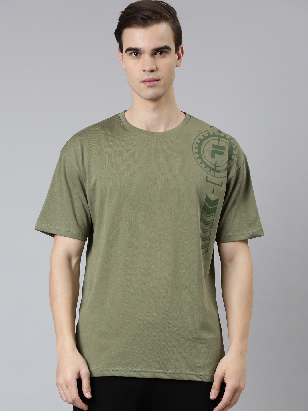 

FILA Men Graphic Printed Cotton T-shirt, Olive