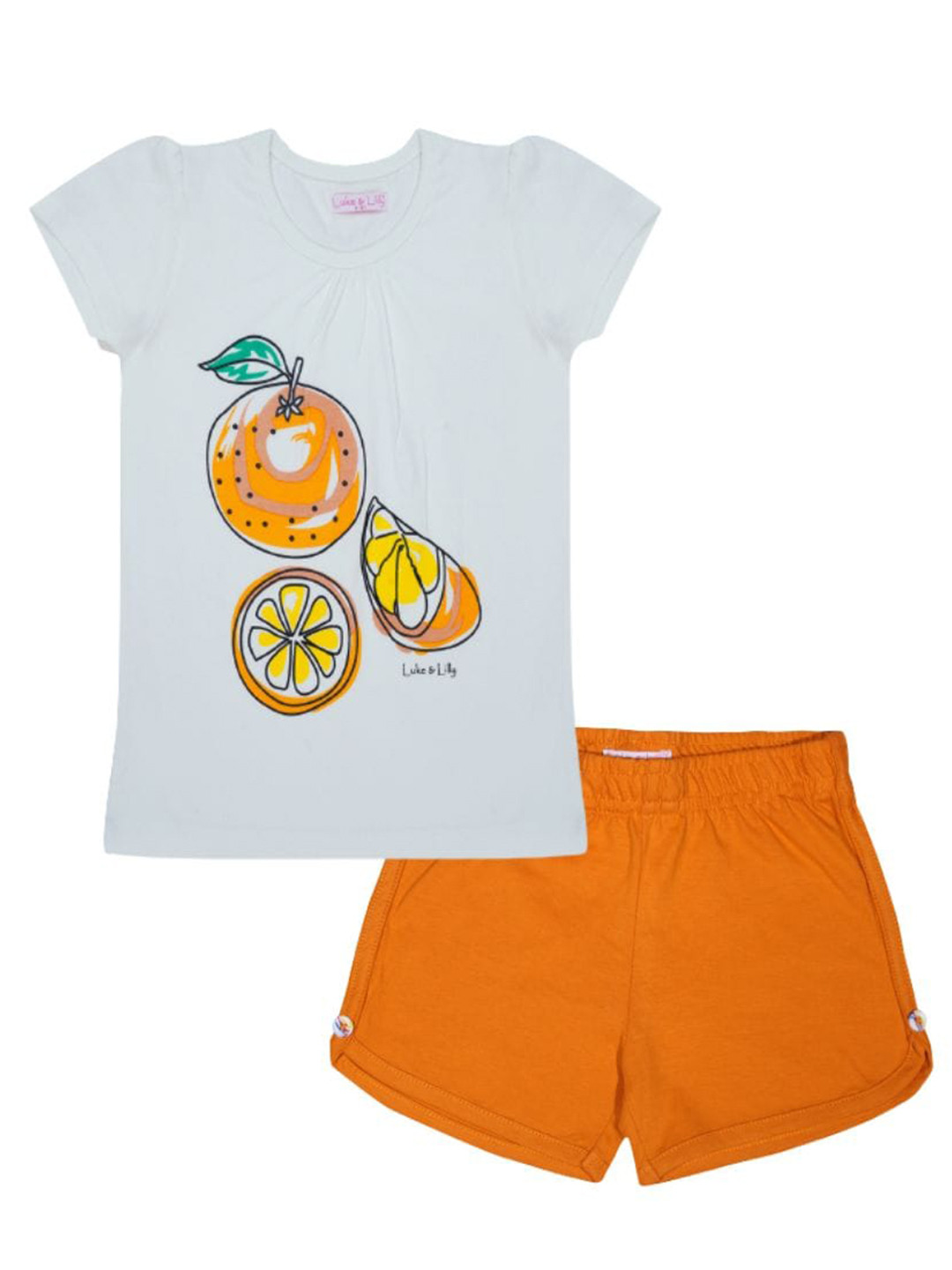 

Luke & Lilly Girls Graphic Printed Pure Cotton T-shirt with Shorts, White